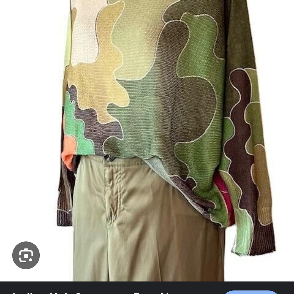 Abstract Patchwork Green Multicolor Women's Sweater - Picture 2 of 9